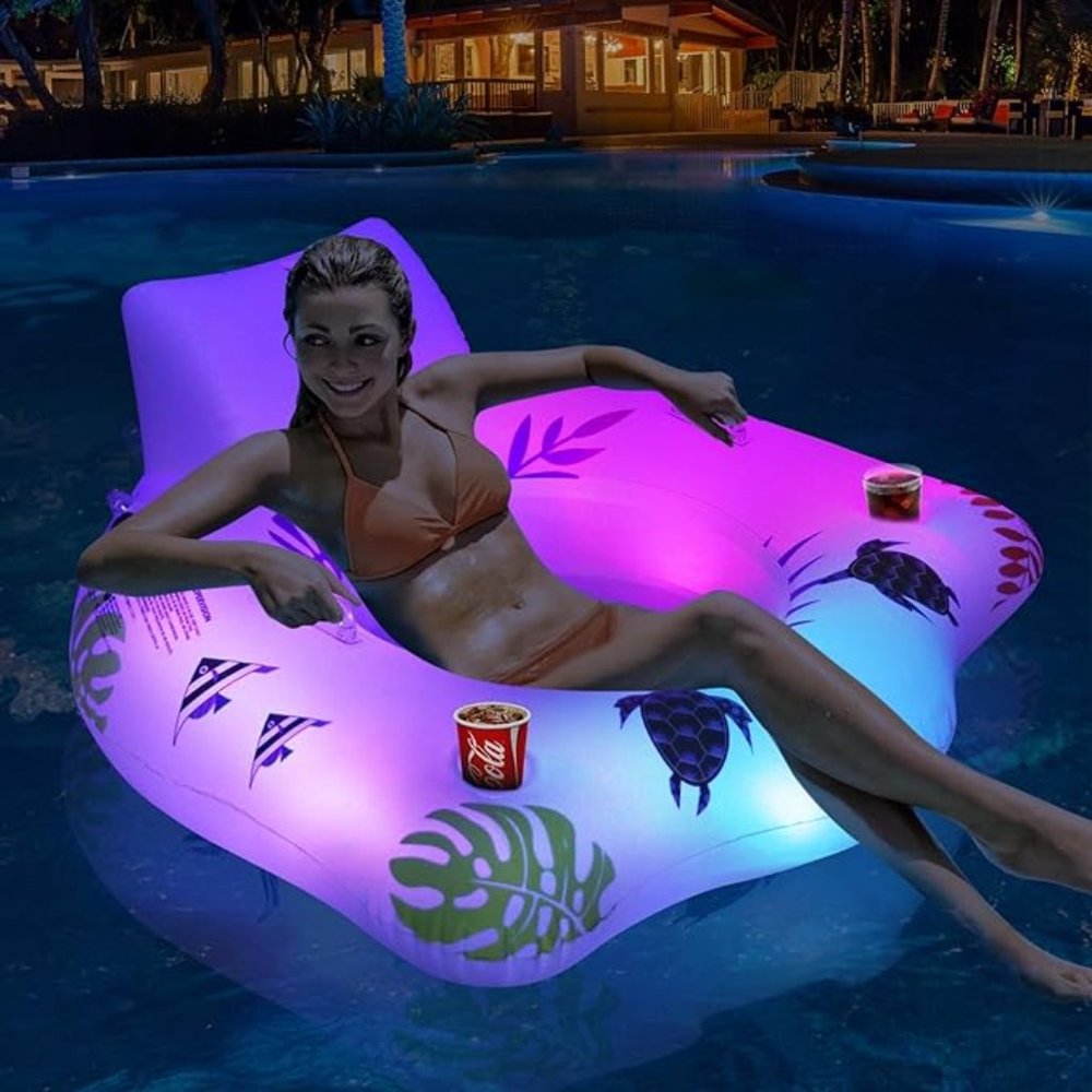 💖🐠Inflatable pool float chair with color changing light🐠❤️